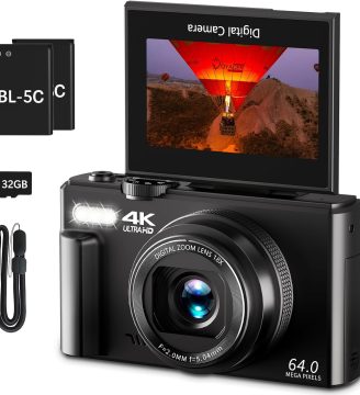 4K Digital Camera for Photography, 64MP Vlogging Camera for YouTube with 3" 180° Flip Screen, 18X Digital Zoom Point and Shoot Camara with 32GB Micro SD Card for Beginner (Black)